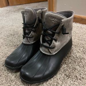 Black and Grey sperry duck boot